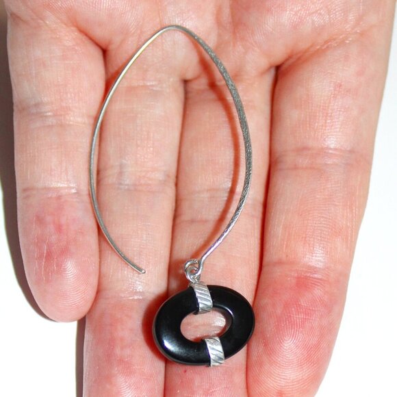 Silpada Sterling Silver  Black Chalcedony Threader Replacement Earring - Picture 5 of 5